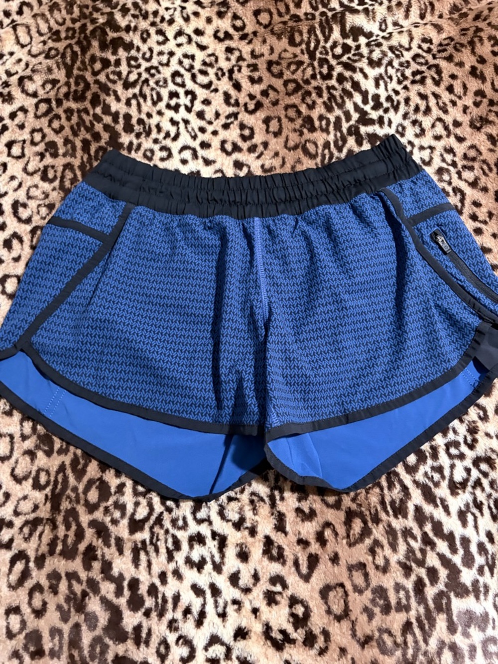 Women's Blue Athletic Running Shorts with Black Detailing & Elastic Waist